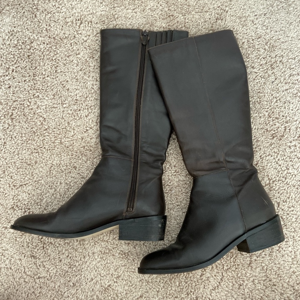 Brown Leather Knee High Vintage Boots Made in Mexico